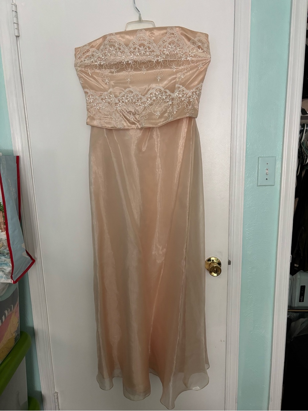 Jessica McClintock Cream Sheer Scarf with Satin Trim size 14 with matching scarf
